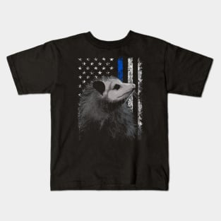 Opossum American Flag Nuzzles, Tee Triumph for Wildlife Admirers Kids T-Shirt